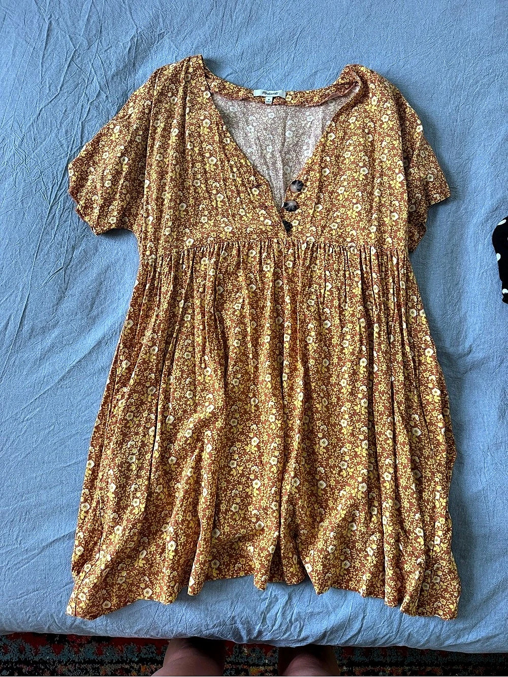 Madewell Floral Mini Dress in Brown & Yellow, Medium